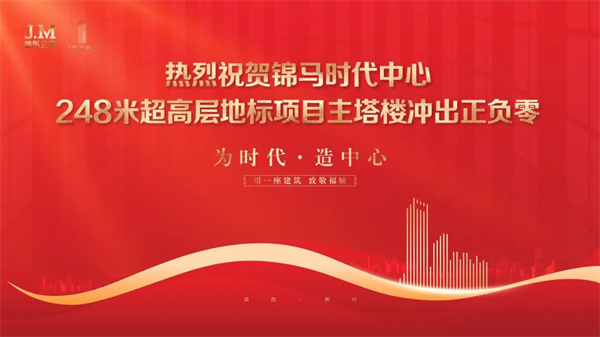 熱烈祝賀錦馬時(shí)代中心·248米超高層項(xiàng)目主塔樓沖出正負(fù)零?。?！